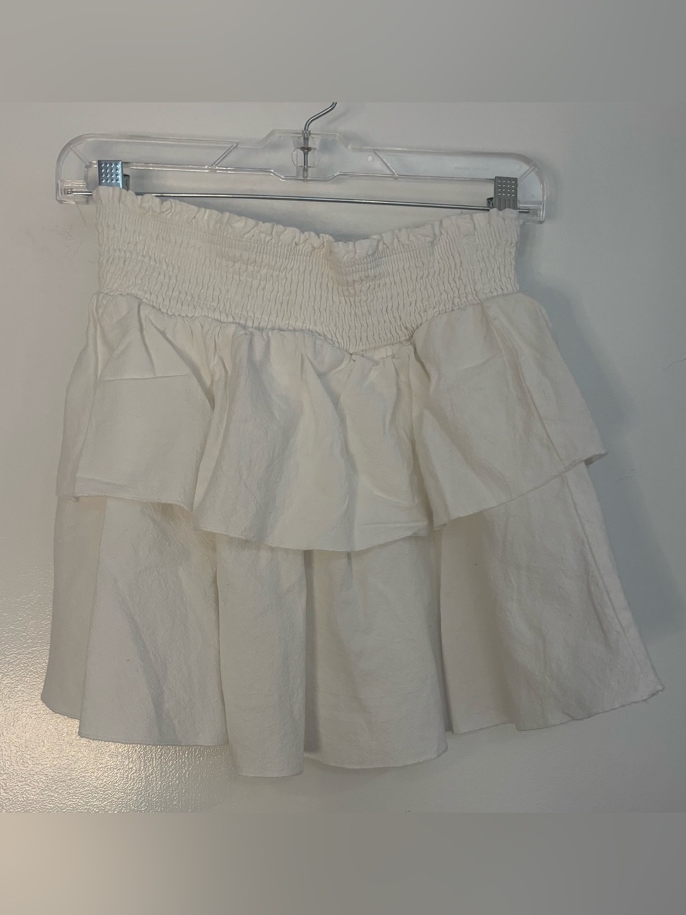SHEIN Cream Smocked Tiered Mini Skirt